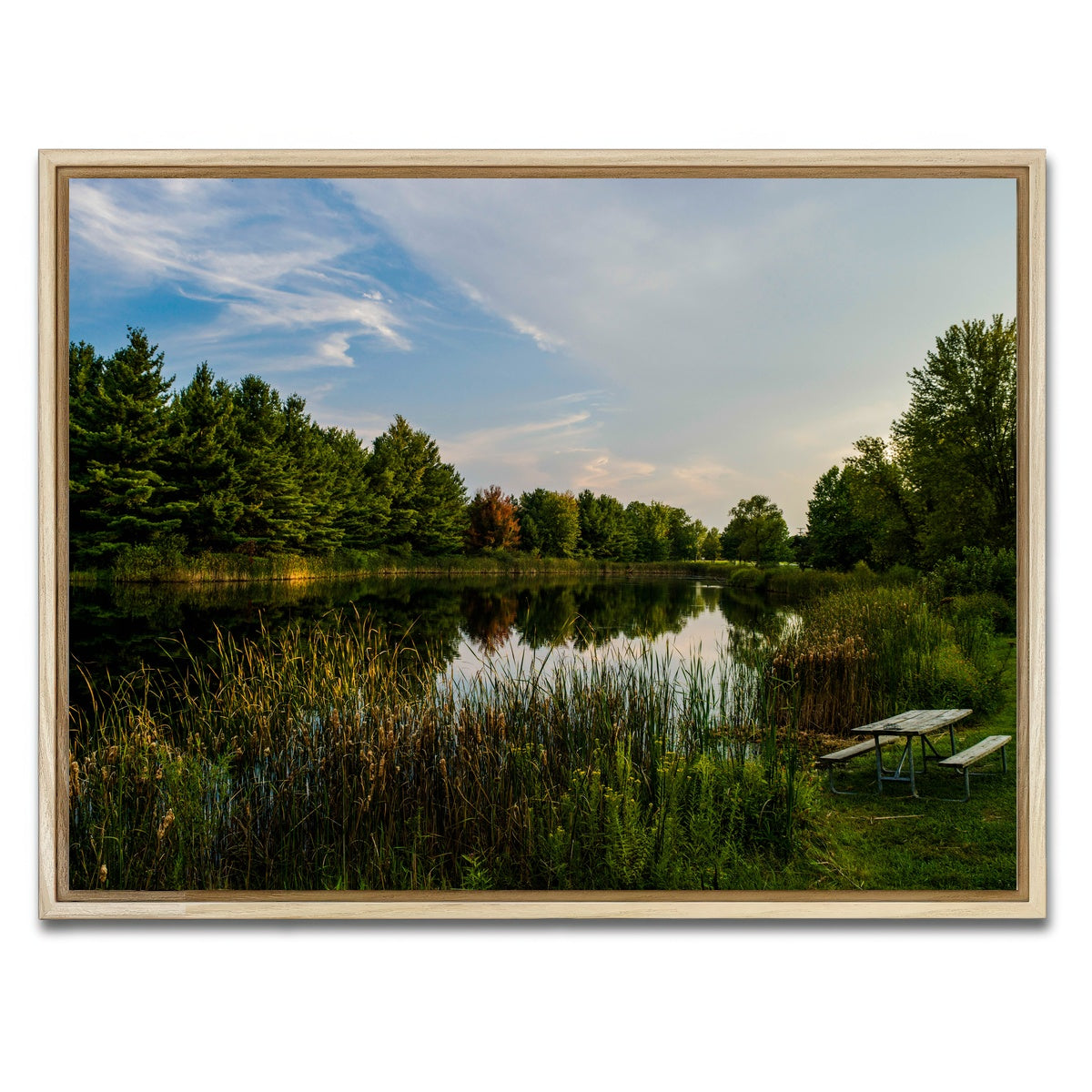 AUTO-MOCKUP WHITE | Alum Creek Fishing Pond | 1 Piece | Natural Framed Canvas | group=4x3