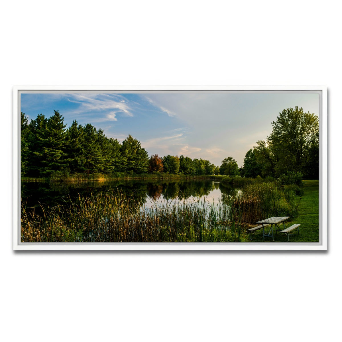 AUTO-MOCKUP WHITE | Alum Creek Fishing Pond | 1 Piece | White Framed Canvas | group=2x1
