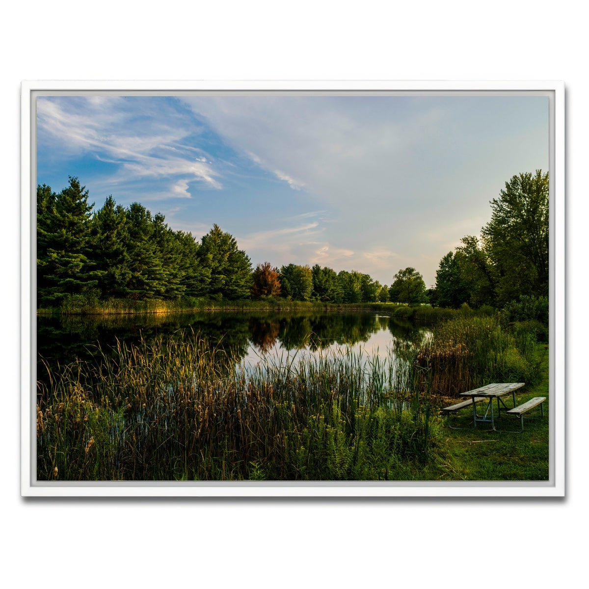 AUTO-MOCKUP WHITE | Alum Creek Fishing Pond | 1 Piece | White Framed Canvas | group=4x3