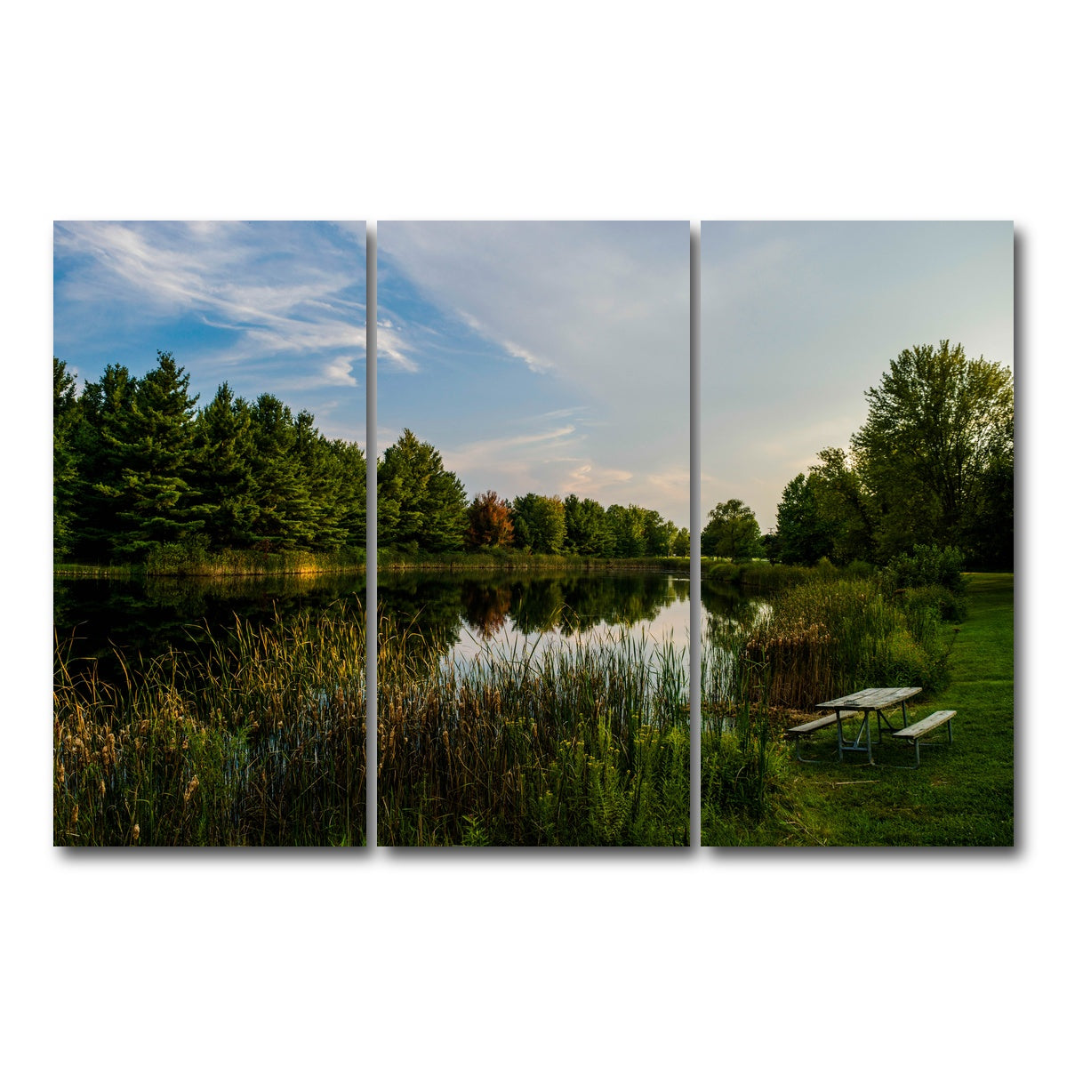 AUTO-MOCKUP WHITE | Alum Creek Fishing Pond | 3 Piece | Gallery Wrap Canvas | group=12x24