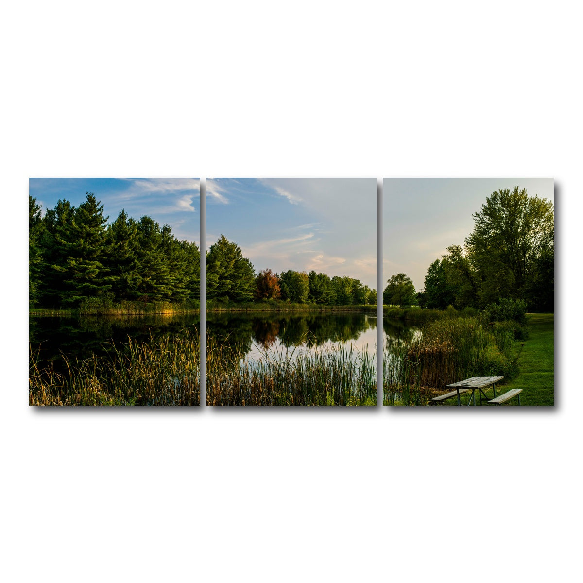 AUTO-MOCKUP WHITE | Alum Creek Fishing Pond | 3 Piece | Gallery Wrap Canvas | group=18x24