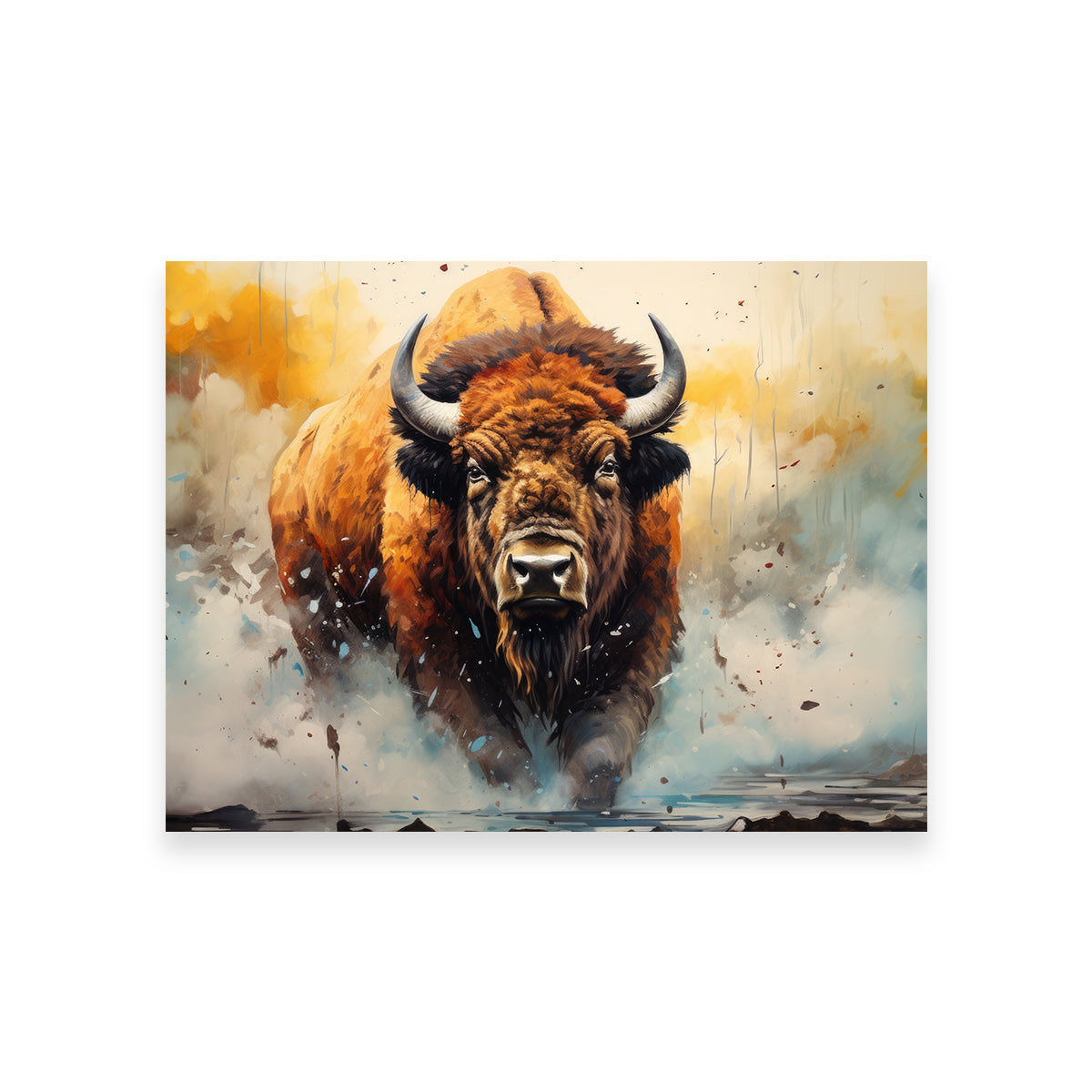 American Bison Watercolor Wall Art