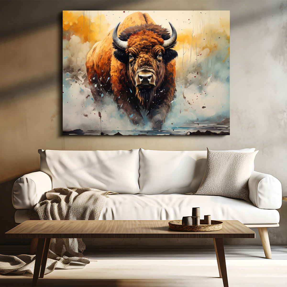 American Bison Watercolor Wall Art