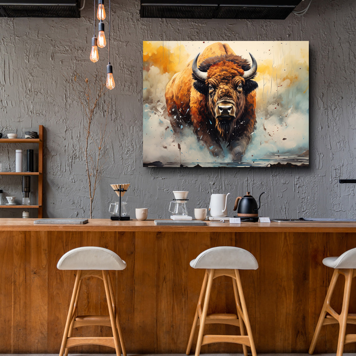 American Bison Watercolor Wall Art