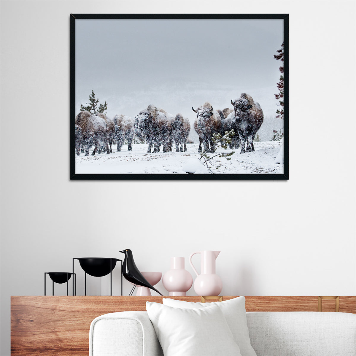 American Bison in Winter Snow Wall Art