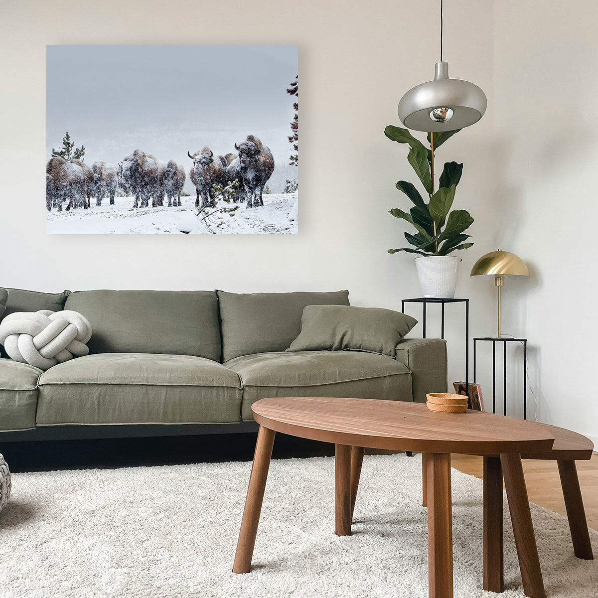 American Bison in Winter Snow Wall Art