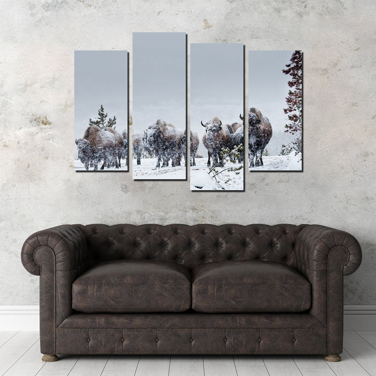 American Bison in Winter Snow Wall Art