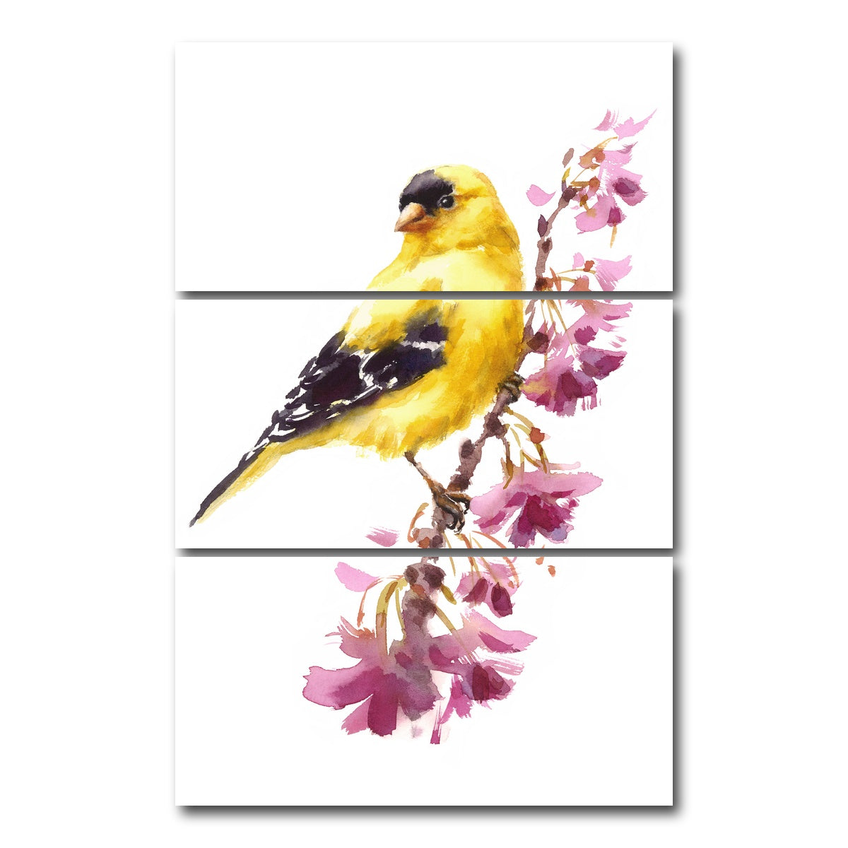 AUTO-MOCKUP WHITE | American Goldfinch | 3 Piece | Gallery Wrap Canvas | group=12x24_stacked