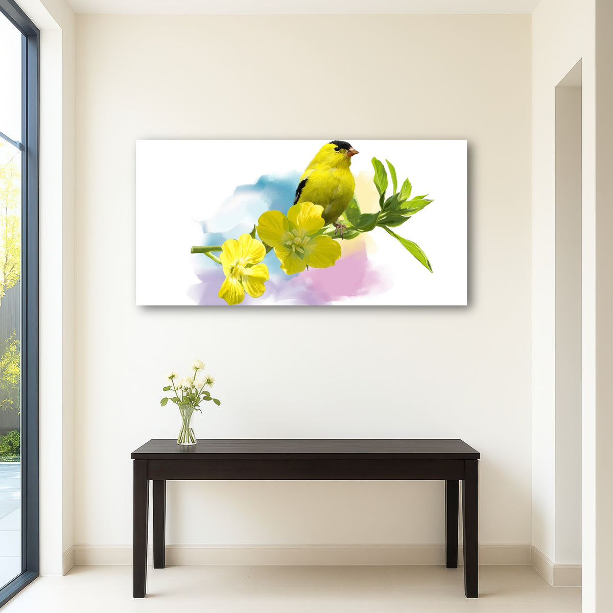 AUTO-MOCKUP ROOM | American Goldfinch watercolor