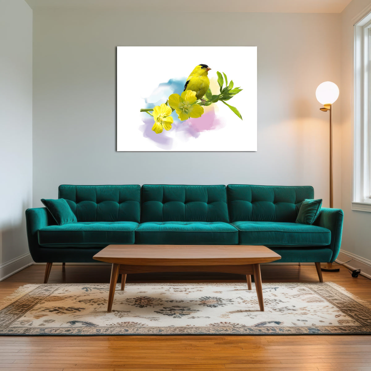 AUTO-MOCKUP ROOM | American Goldfinch watercolor