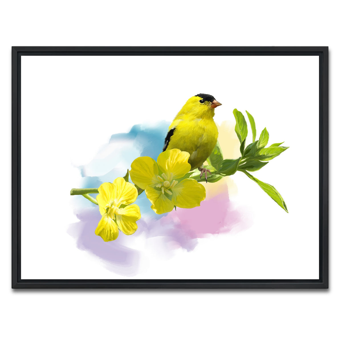 AUTO-MOCKUP WHITE | American Goldfinch watercolor | 1 Piece | Black Framed Canvas | group=4x3