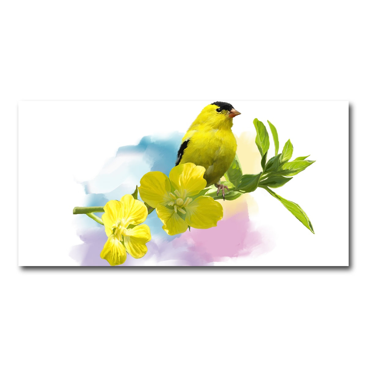 AUTO-MOCKUP WHITE | American Goldfinch watercolor | 1 Piece | Gallery Wrap Canvas | group=2x1