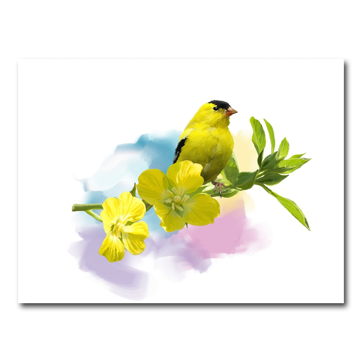 AUTO-MOCKUP WHITE | American Goldfinch watercolor | 1 Piece | Gallery Wrap Canvas | group=4x3