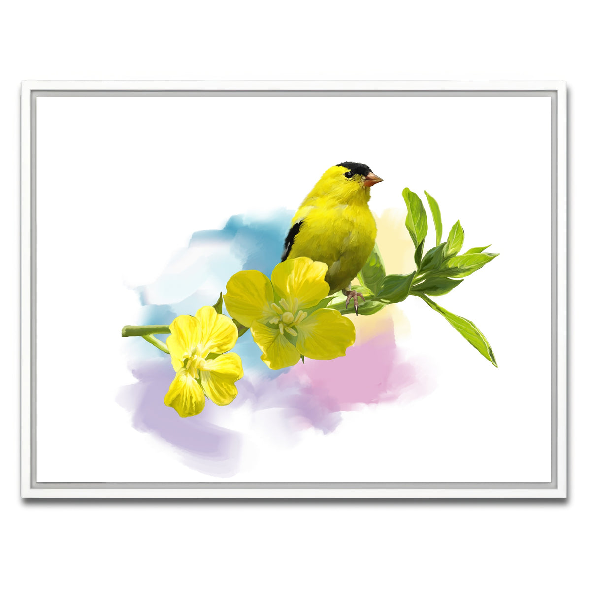 AUTO-MOCKUP WHITE | American Goldfinch watercolor | 1 Piece | White Framed Canvas | group=4x3