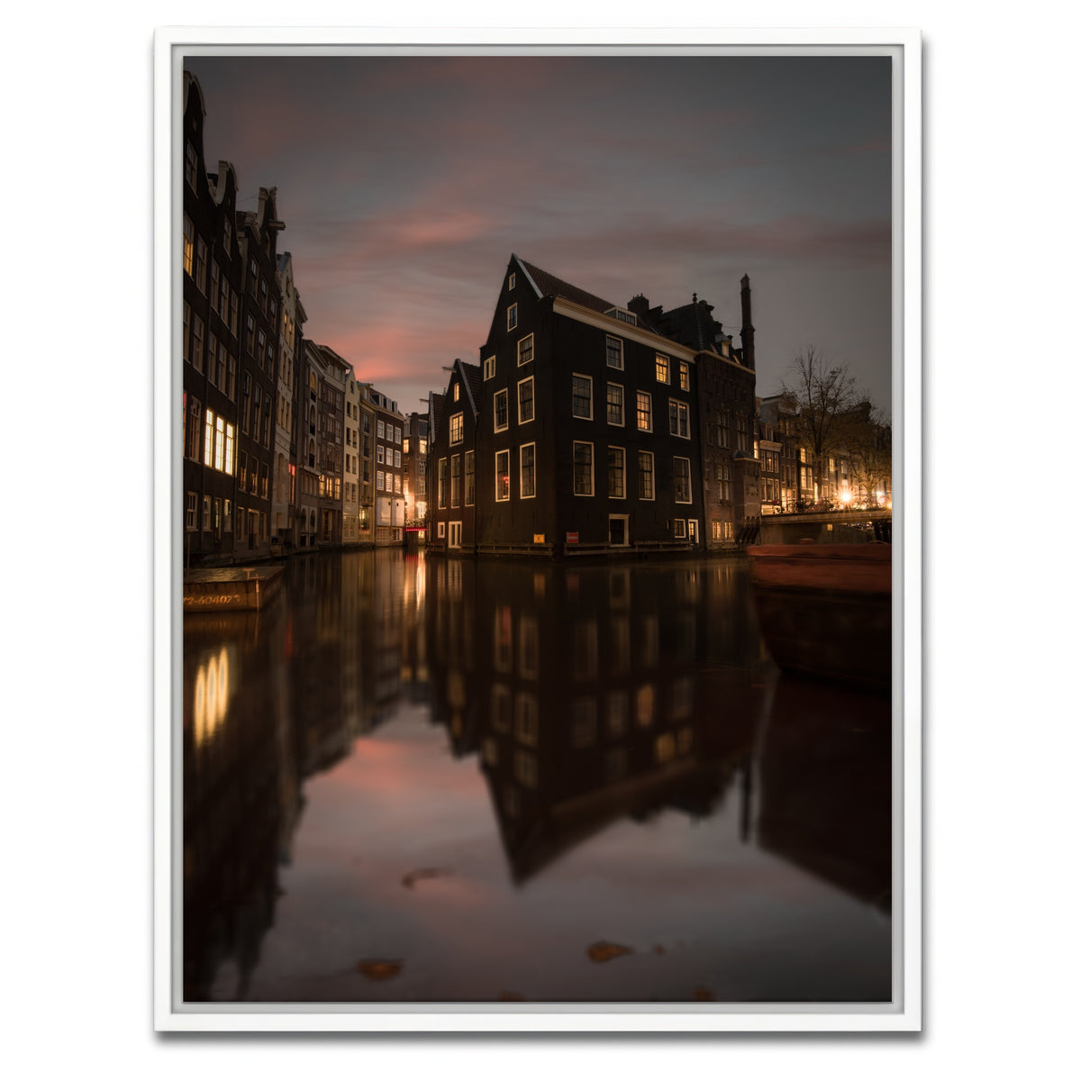 AUTO-MOCKUP WHITE | Amsterdam At Dusk | 1 Piece | White Framed Canvas | group=3x4