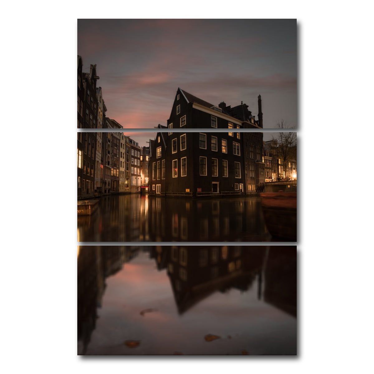 AUTO-MOCKUP WHITE | Amsterdam At Dusk | 3 Piece | Gallery Wrap Canvas | group=12x24_stacked