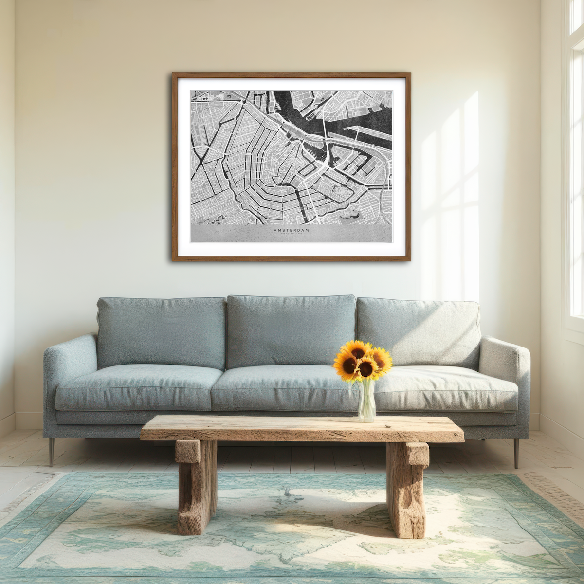 AUTO-MOCKUP ROOM | Amsterdam Map 2 Wall Art