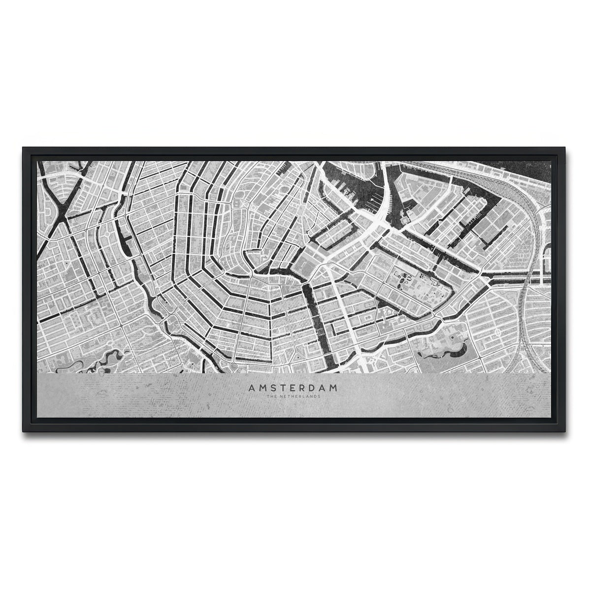 AUTO-MOCKUP WHITE | Amsterdam Map 2 | 1 Piece | Black Framed Canvas | group=2x1