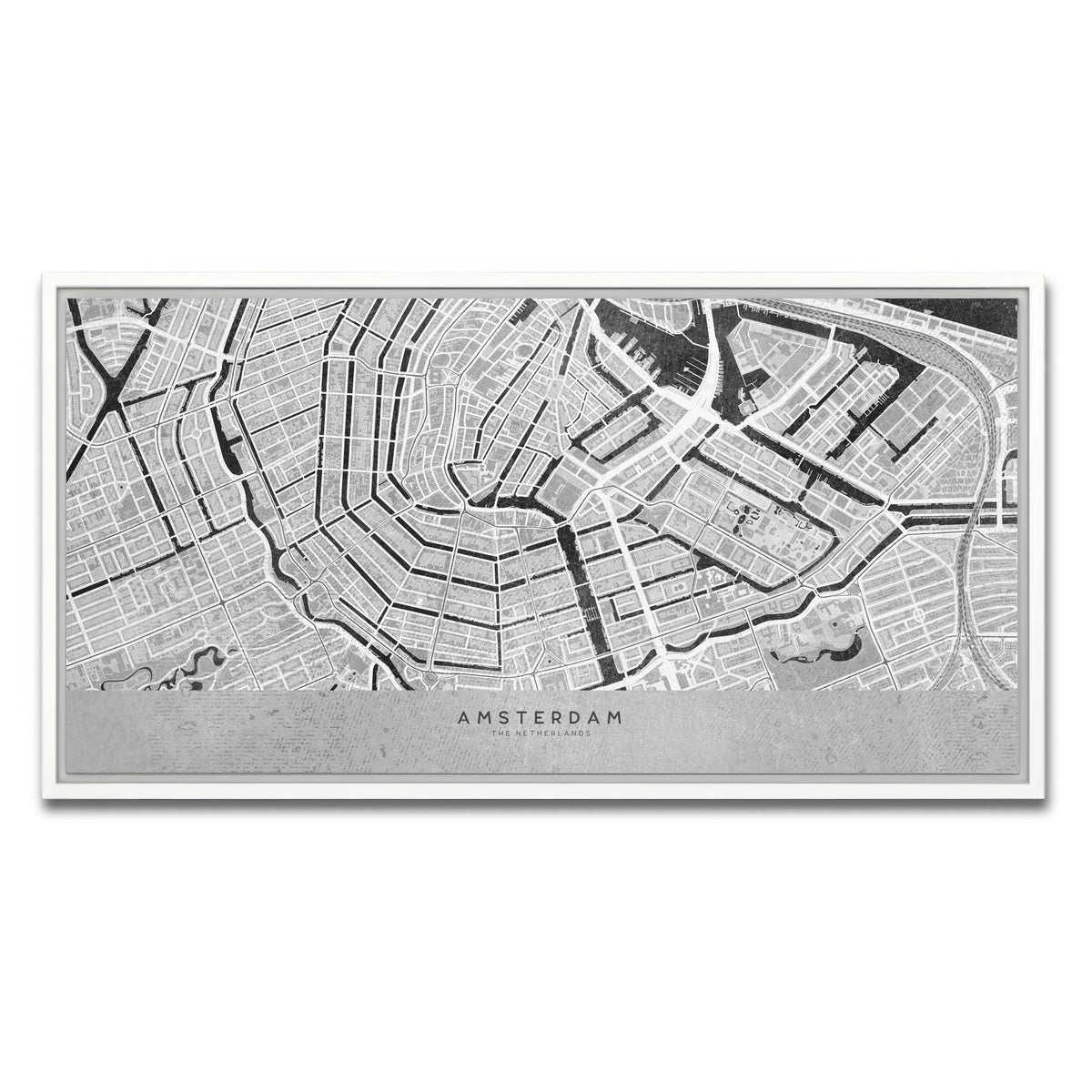 AUTO-MOCKUP WHITE | Amsterdam Map 2 | 1 Piece | White Framed Canvas | group=2x1