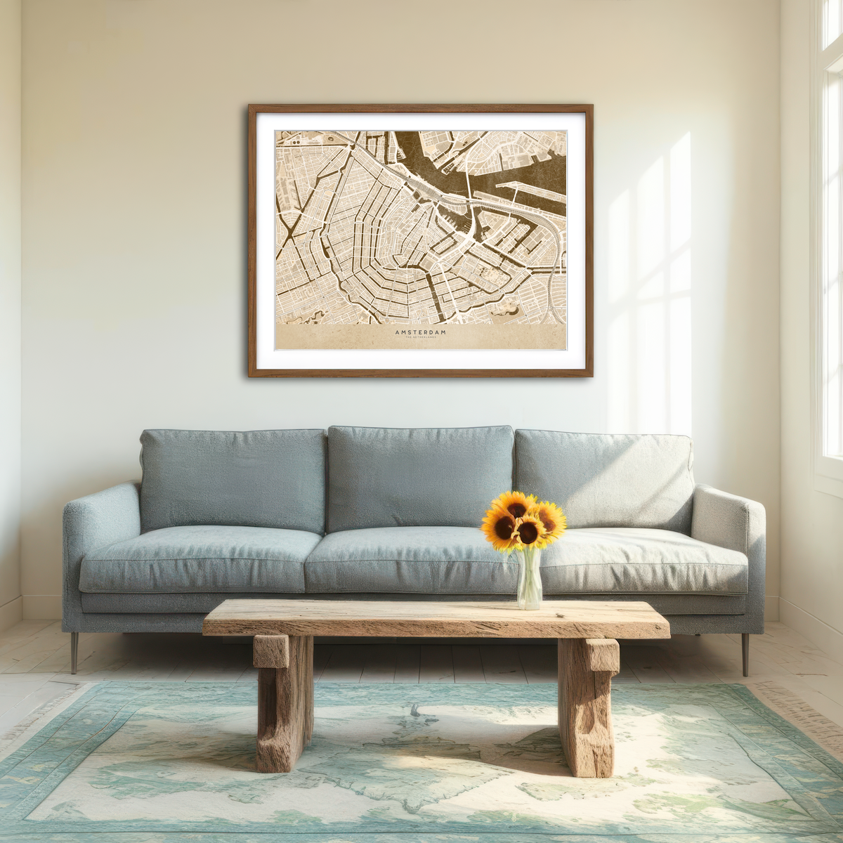 AUTO-MOCKUP ROOM | Amsterdam Map Wall Art