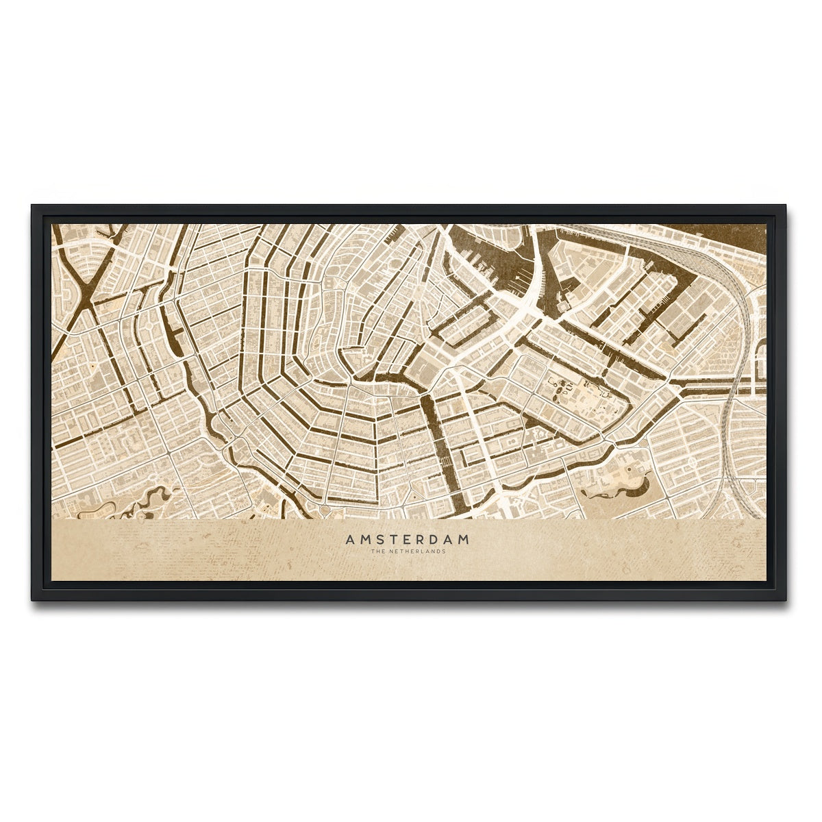 AUTO-MOCKUP WHITE | Amsterdam Map | 1 Piece | Black Framed Canvas | group=2x1
