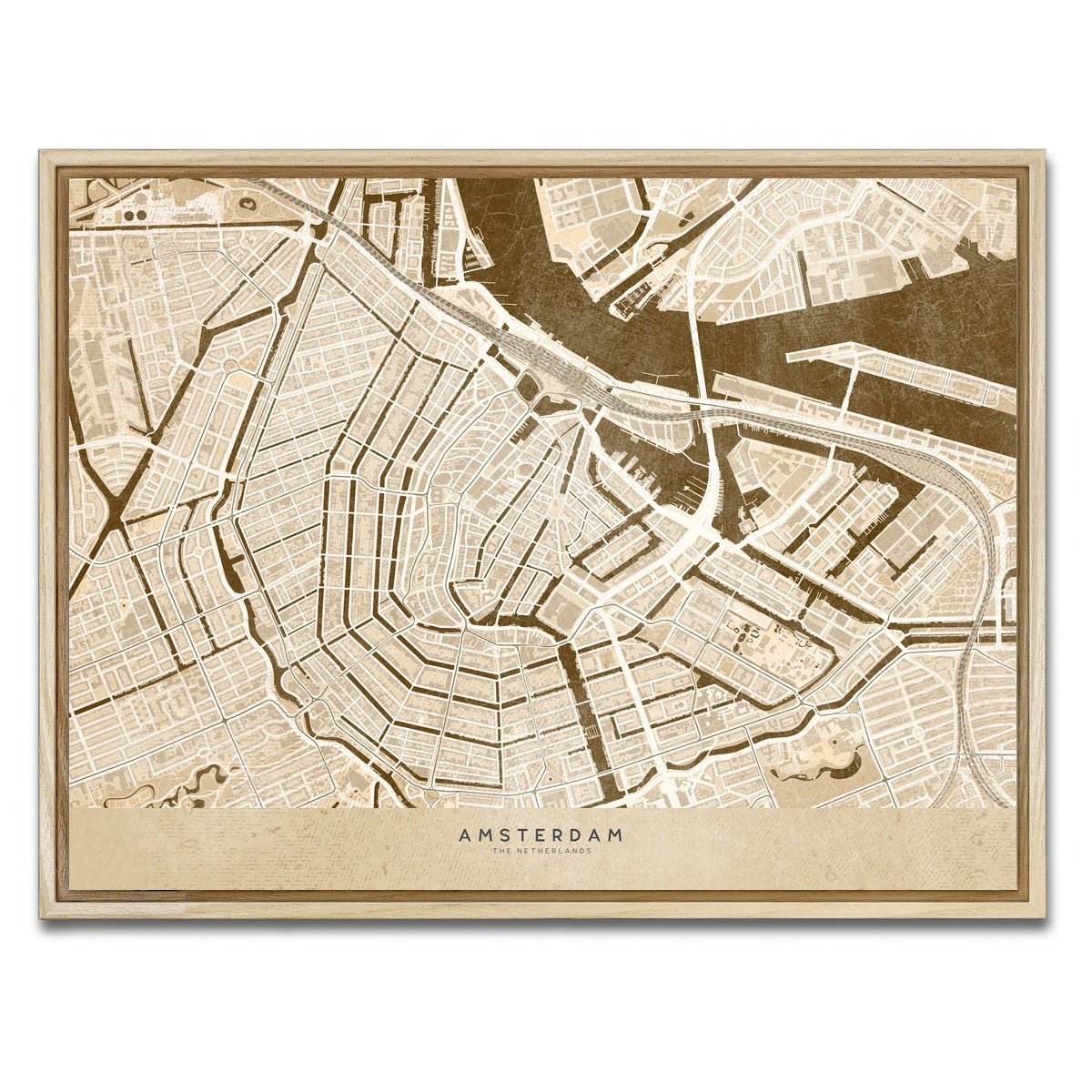 AUTO-MOCKUP WHITE | Amsterdam Map | 1 Piece | Natural Framed Canvas | group=4x3