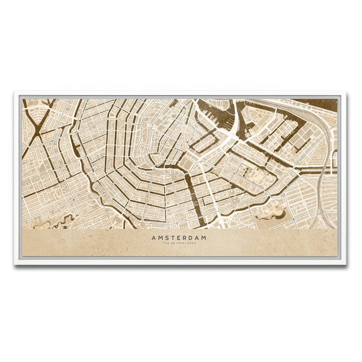 AUTO-MOCKUP WHITE | Amsterdam Map | 1 Piece | White Framed Canvas | group=2x1