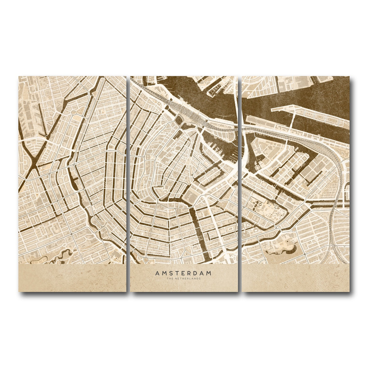 AUTO-MOCKUP WHITE | Amsterdam Map | 3 Piece | Gallery Wrap Canvas | group=12x24