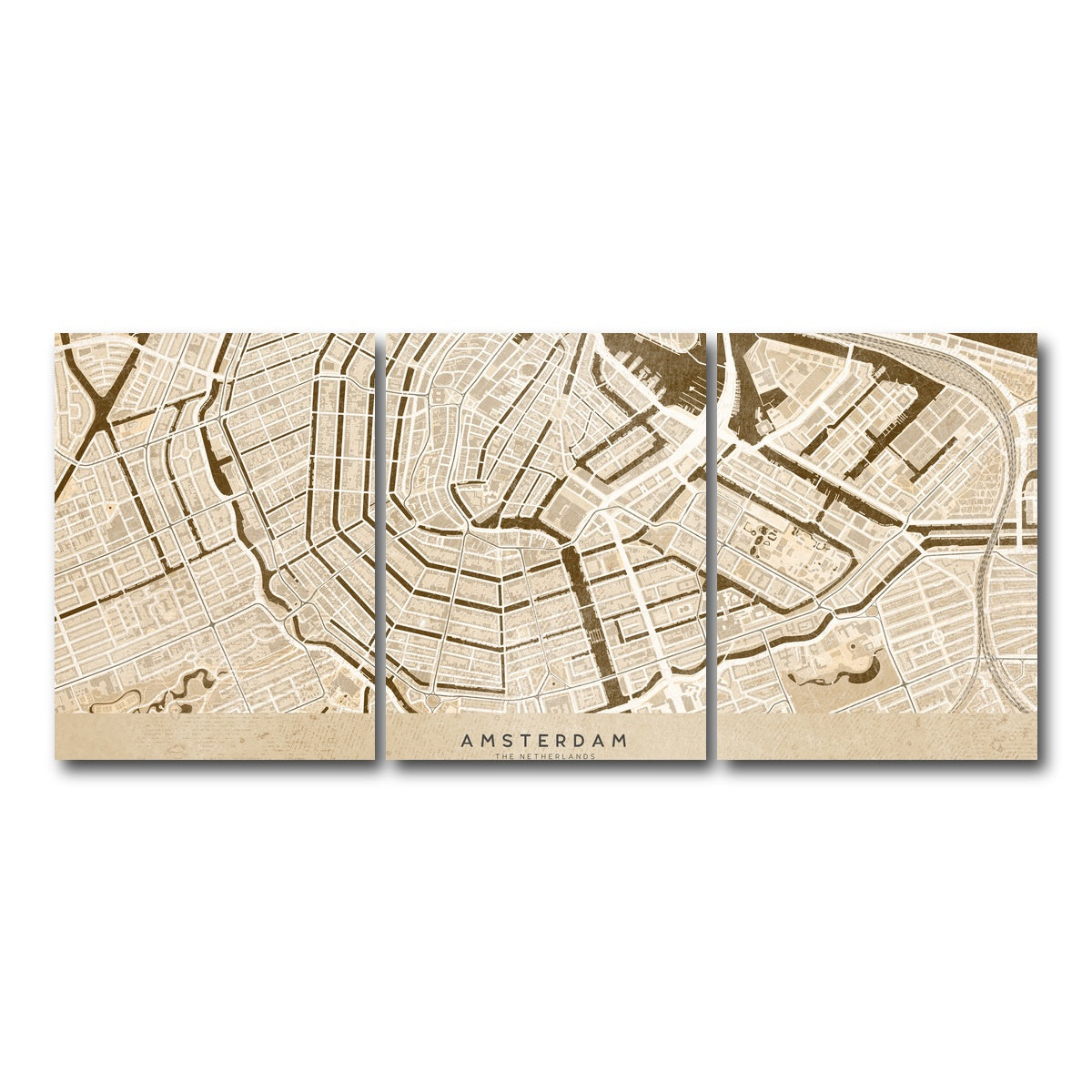 AUTO-MOCKUP WHITE | Amsterdam Map | 3 Piece | Gallery Wrap Canvas | group=18x24