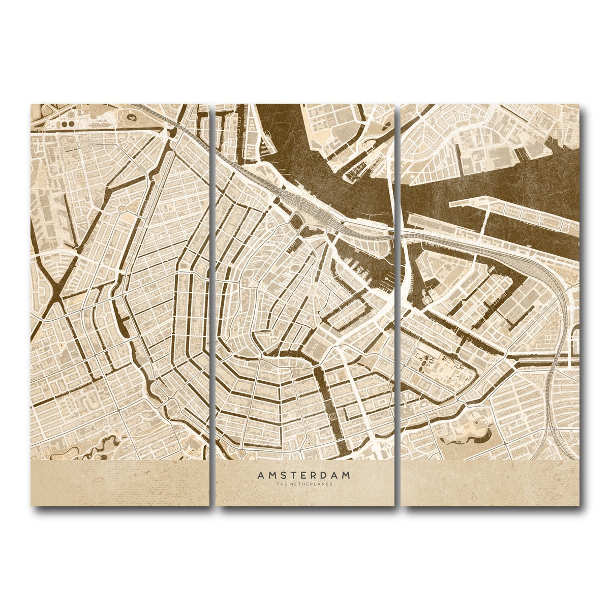 AUTO-MOCKUP WHITE | Amsterdam Map | 3 Piece | Gallery Wrap Canvas | group=8x18