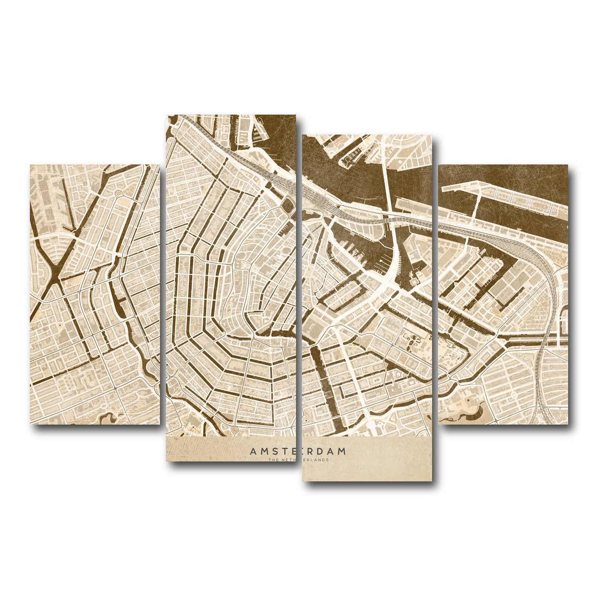 AUTO-MOCKUP WHITE | Amsterdam Map | 4 Piece | Gallery Wrap Canvas | group=4_short