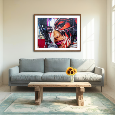 AUTO-MOCKUP ROOM | Amy Winehouse Painting on Wall Wall Art