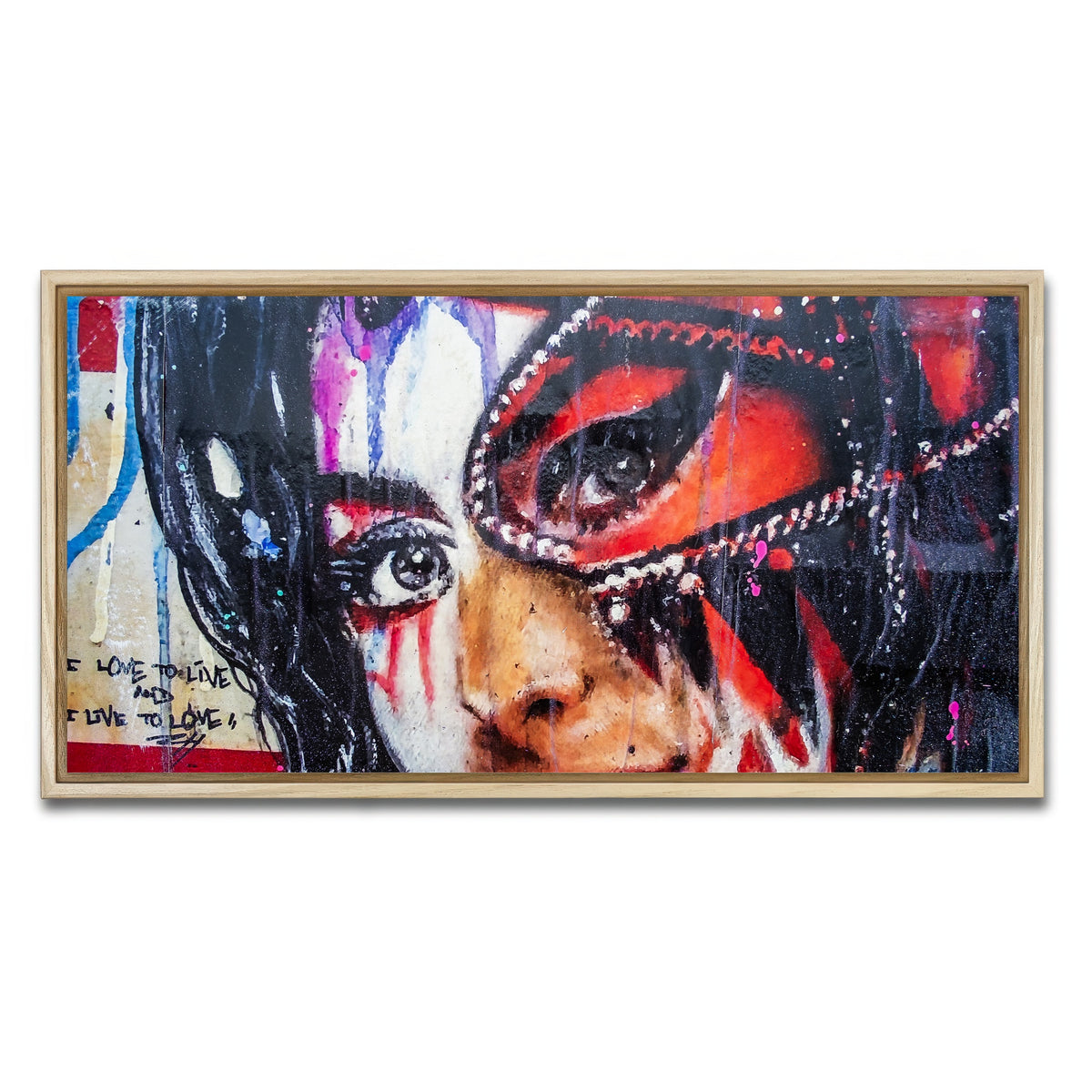 AUTO-MOCKUP WHITE | Amy Winehouse Painting on wall | 1 Piece | Natural Framed Canvas | group=2x1