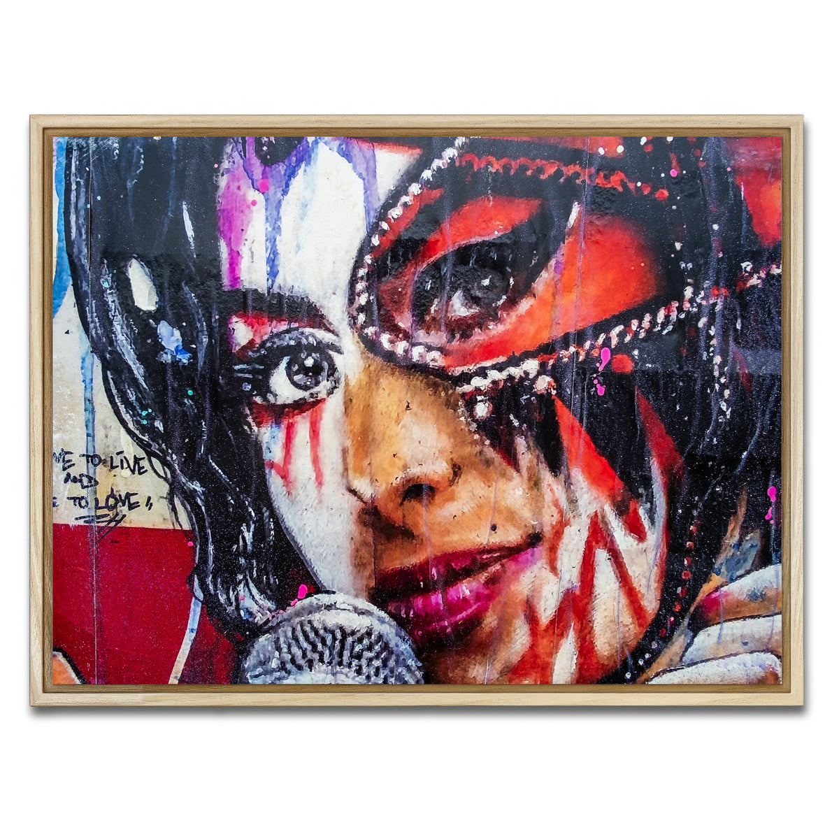 AUTO-MOCKUP WHITE | Amy Winehouse Painting on wall | 1 Piece | Natural Framed Canvas | group=4x3