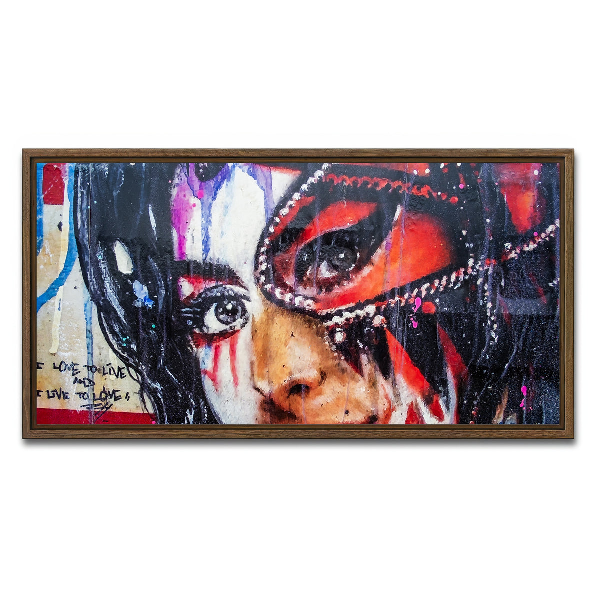 AUTO-MOCKUP WHITE | Amy Winehouse Painting on wall | 1 Piece | Walnut Framed Canvas | group=2x1