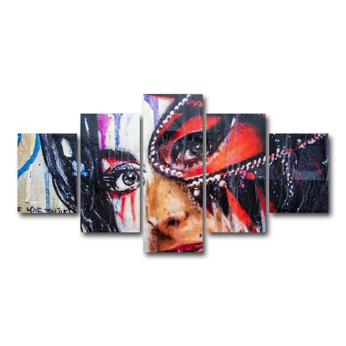 AUTO-MOCKUP WHITE | Amy Winehouse Painting on wall | 5 Piece | Gallery Wrap Canvas | group=5_short