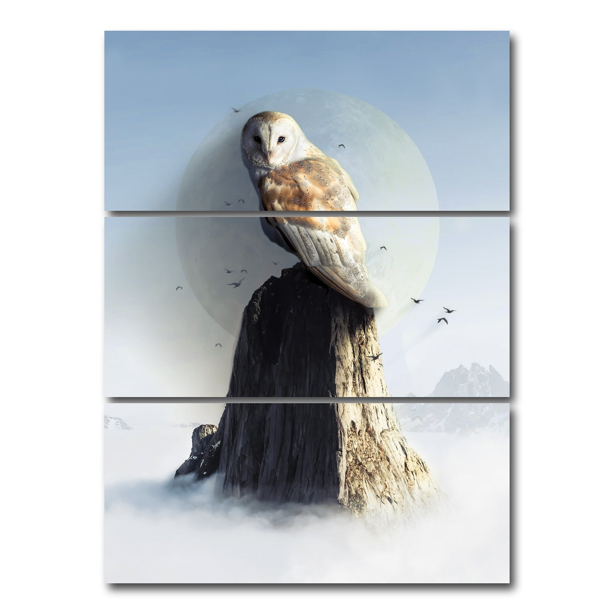 AUTO-MOCKUP WHITE | Ancestral Owl | 3 Piece | Gallery Wrap Canvas | group=8x18_stacked
