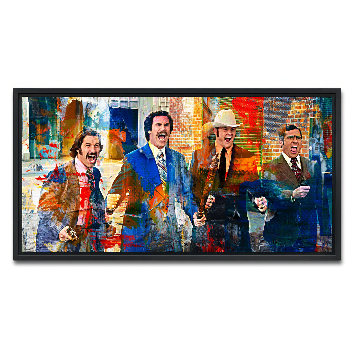 AUTO-MOCKUP WHITE | Anchorman Crew with Weapons | 1 Piece | Black Framed Canvas | group=2x1