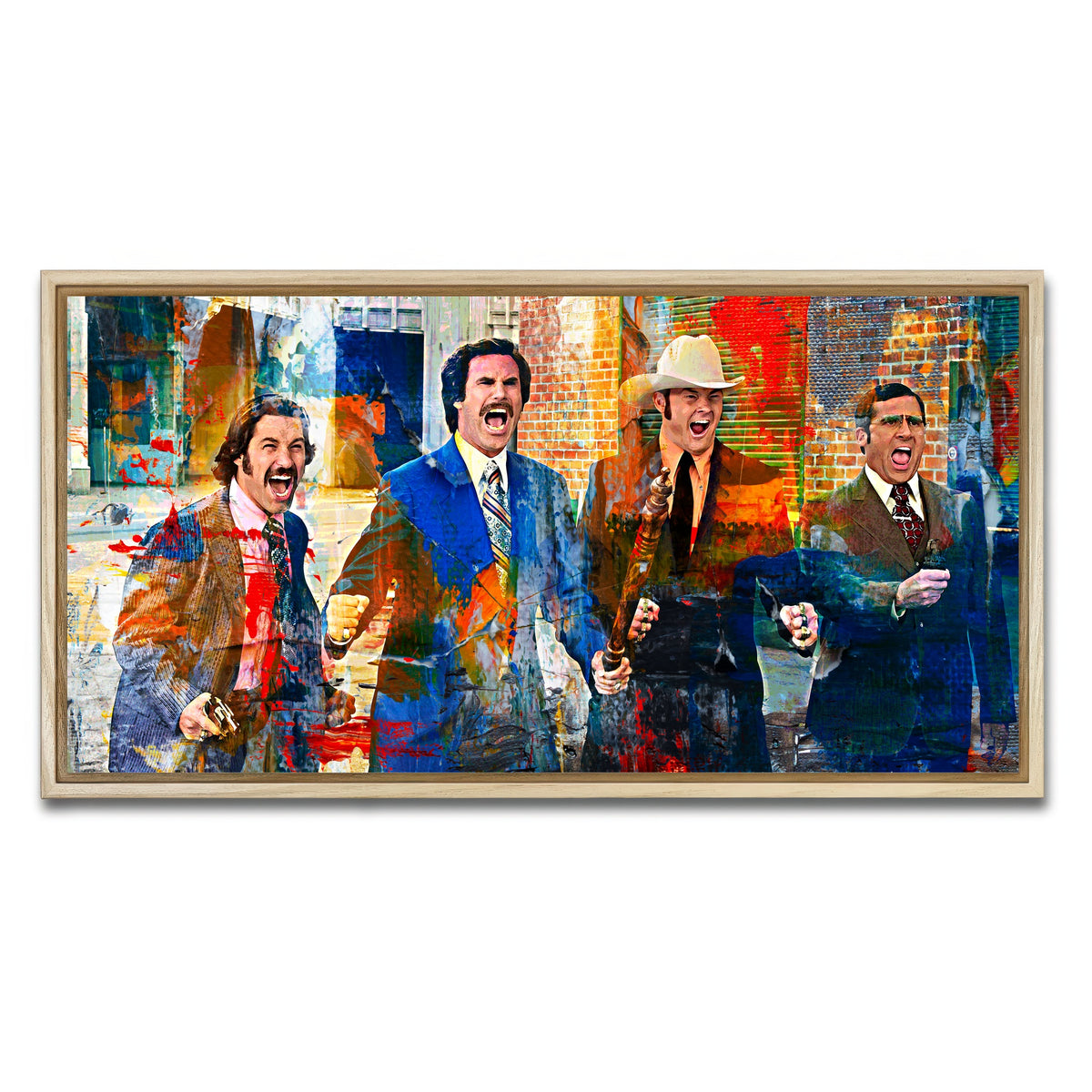 AUTO-MOCKUP WHITE | Anchorman Crew with Weapons | 1 Piece | Natural Framed Canvas | group=2x1