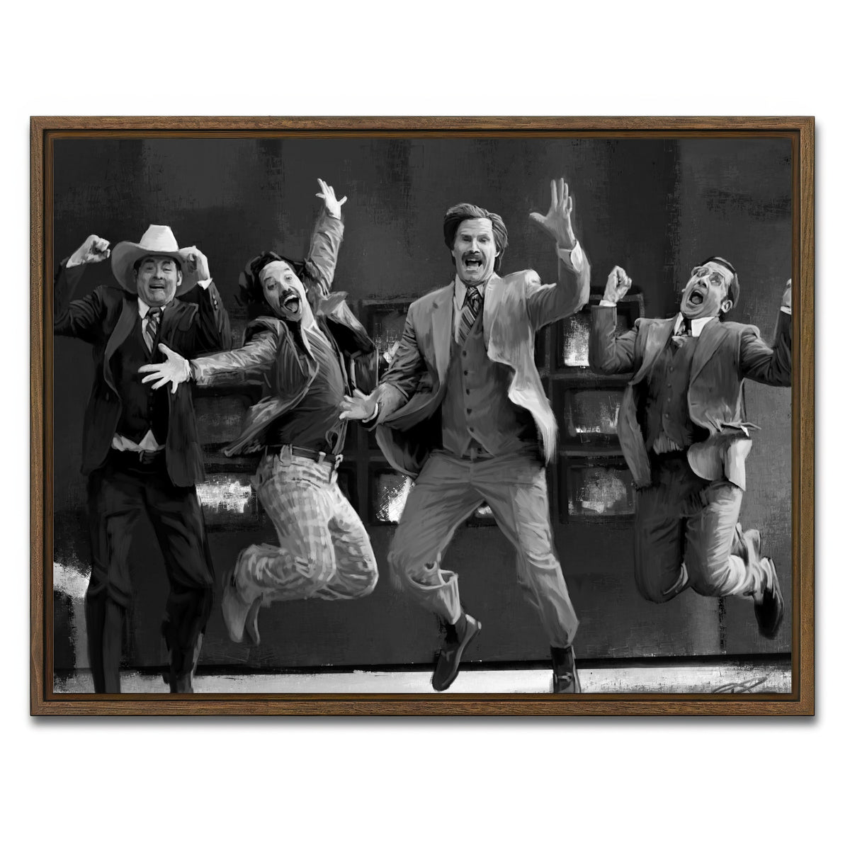 AUTO-MOCKUP WHITE | Anchorman Grayscale | 1 Piece | Walnut Framed Canvas | group=4x3