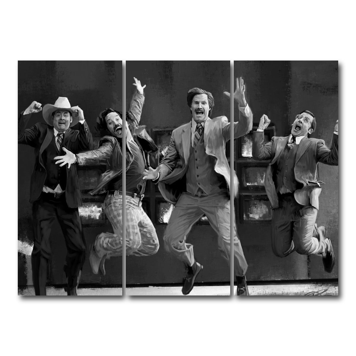 AUTO-MOCKUP WHITE | Anchorman Grayscale | 3 Piece | Gallery Wrap Canvas | group=8x18