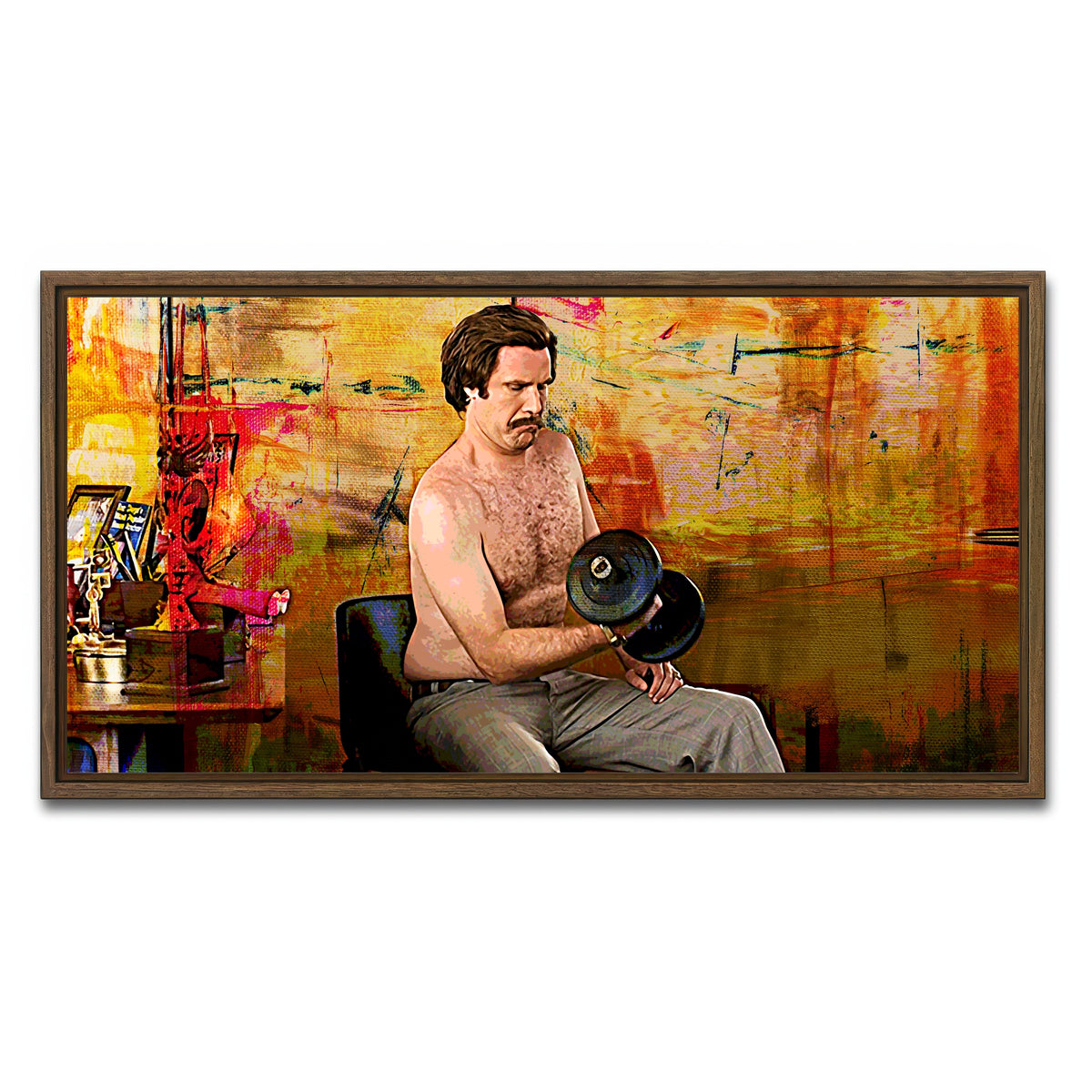 AUTO-MOCKUP WHITE | Anchorman Workout | 1 Piece | Walnut Framed Canvas | group=2x1