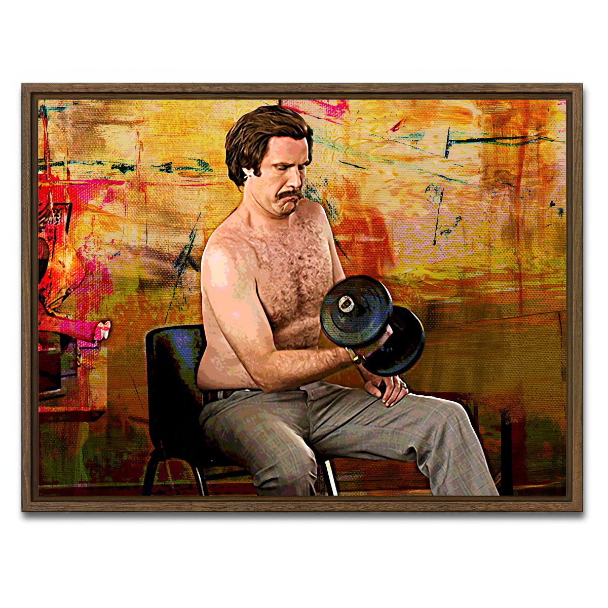 AUTO-MOCKUP WHITE | Anchorman Workout | 1 Piece | Walnut Framed Canvas | group=4x3