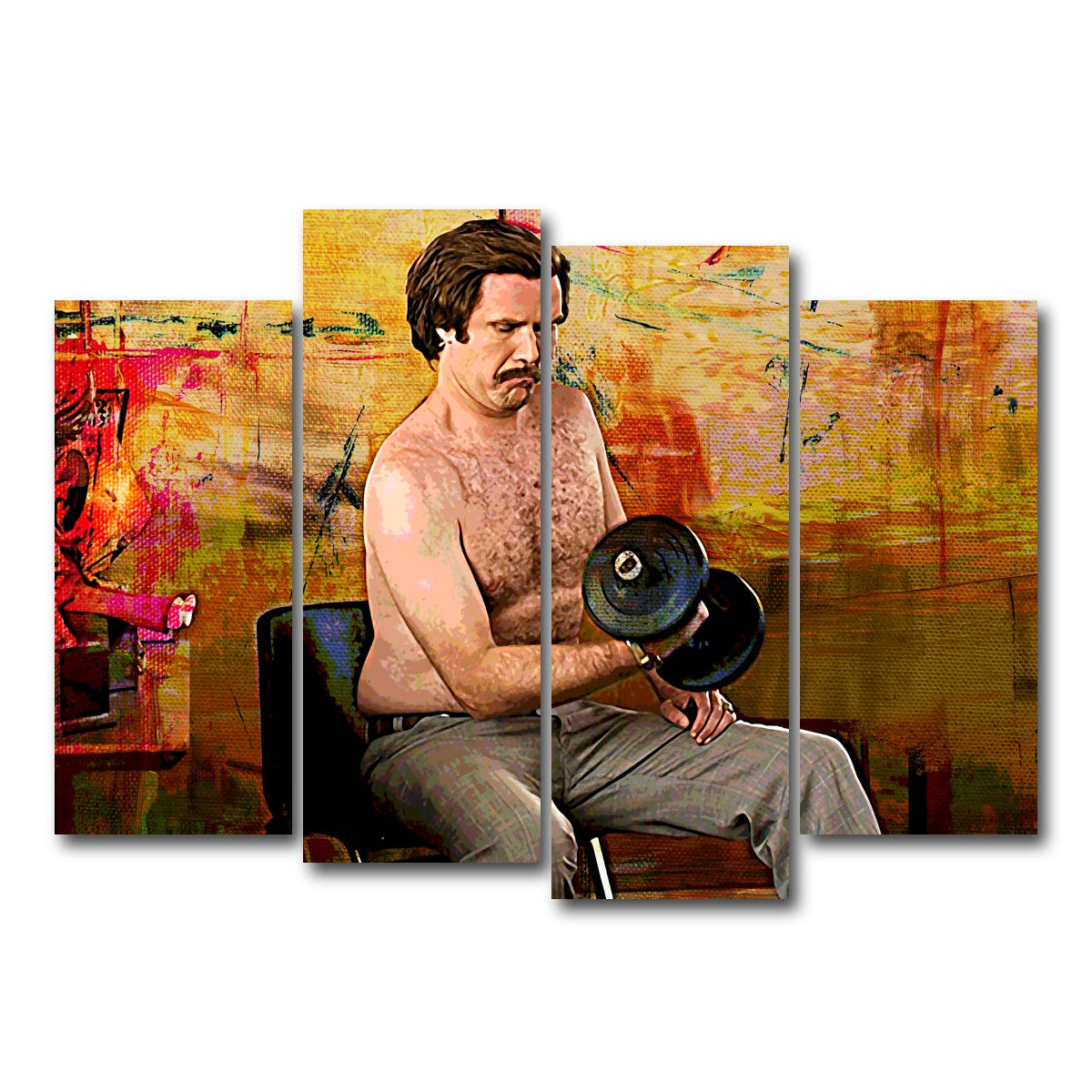 AUTO-MOCKUP WHITE | Anchorman Workout | 4 Piece | Gallery Wrap Canvas | group=4_normal
