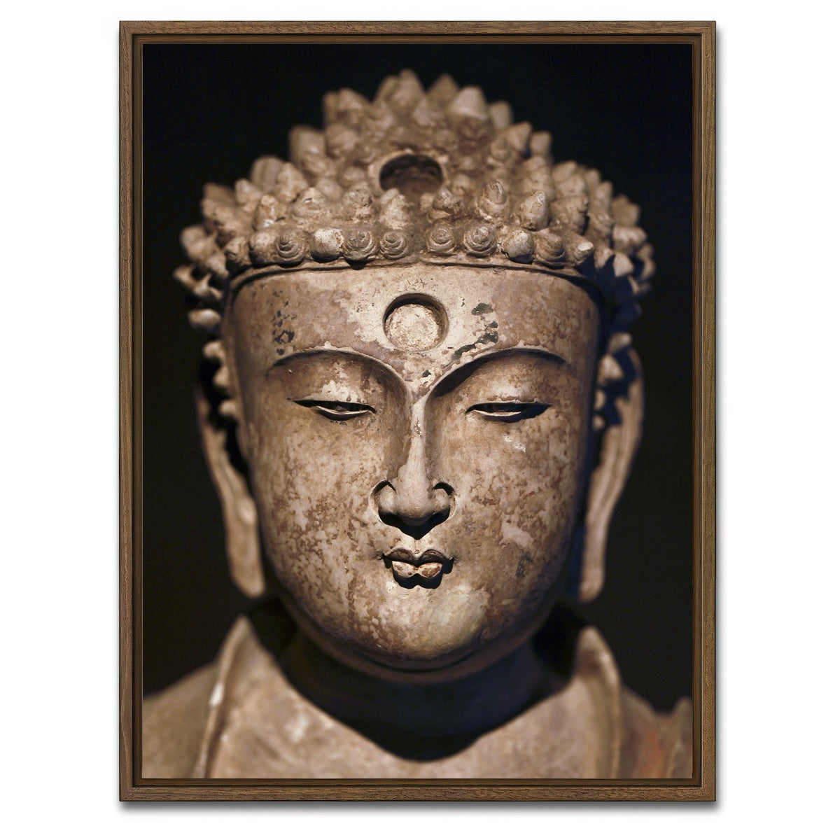 AUTO-MOCKUP WHITE | Ancient Buddha Statue | 1 Piece | Walnut Framed Canvas | group=3x4
