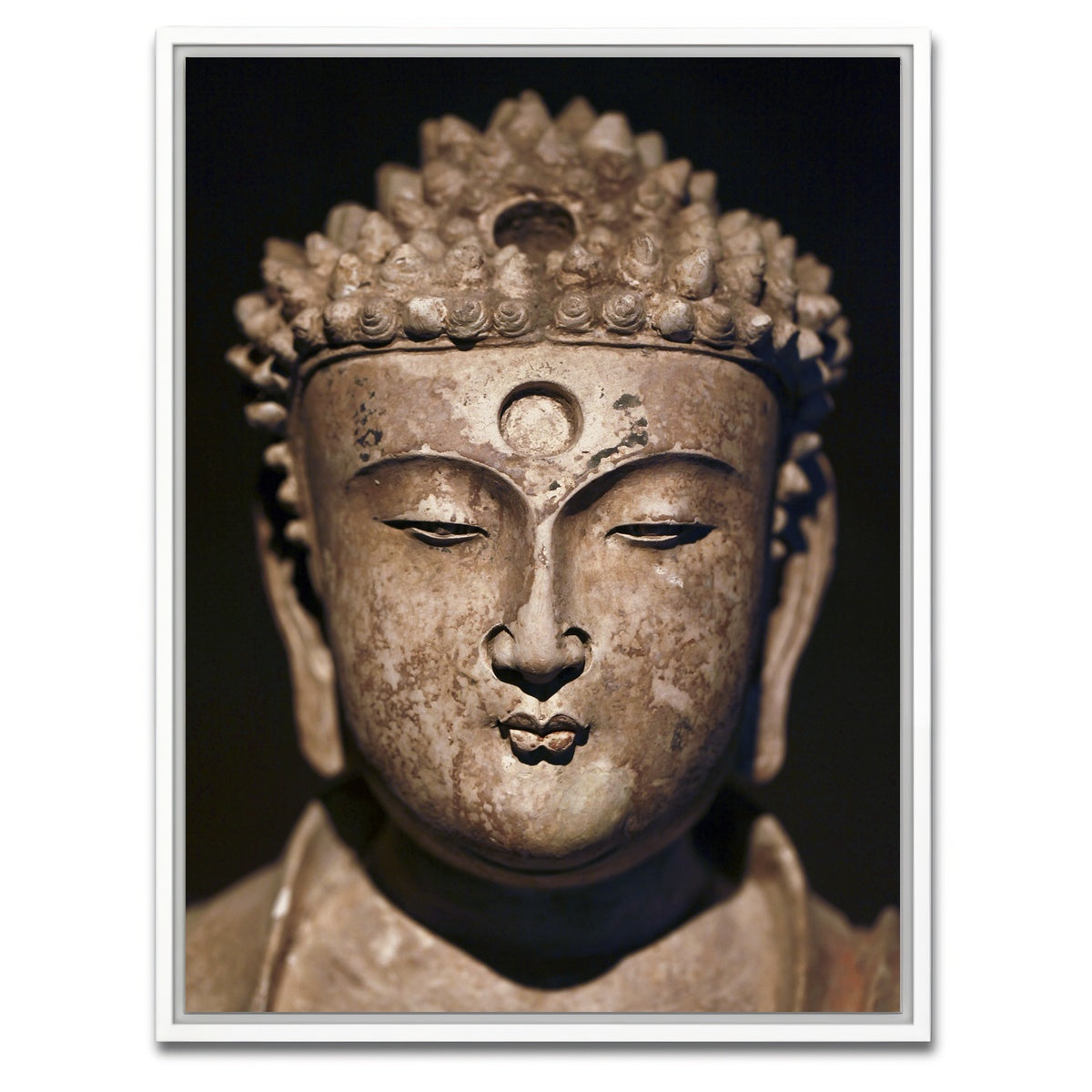 AUTO-MOCKUP WHITE | Ancient Buddha Statue | 1 Piece | White Framed Canvas | group=3x4