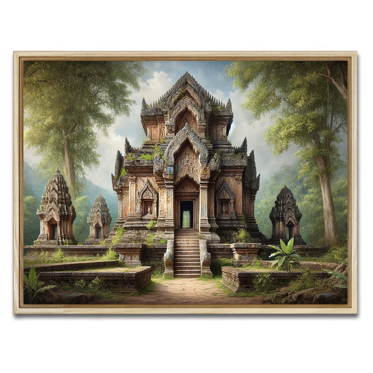 AUTO-MOCKUP WHITE | Ancient Buddhist Temple | 1 Piece | Natural Framed Canvas | group=4x3
