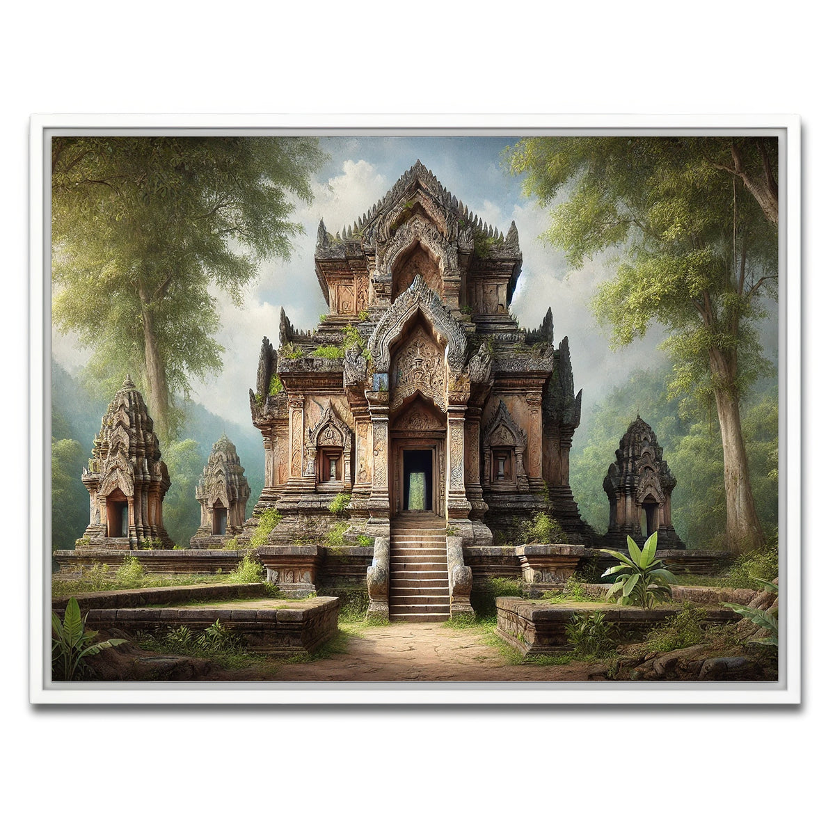 AUTO-MOCKUP WHITE | Ancient Buddhist Temple | 1 Piece | White Framed Canvas | group=4x3