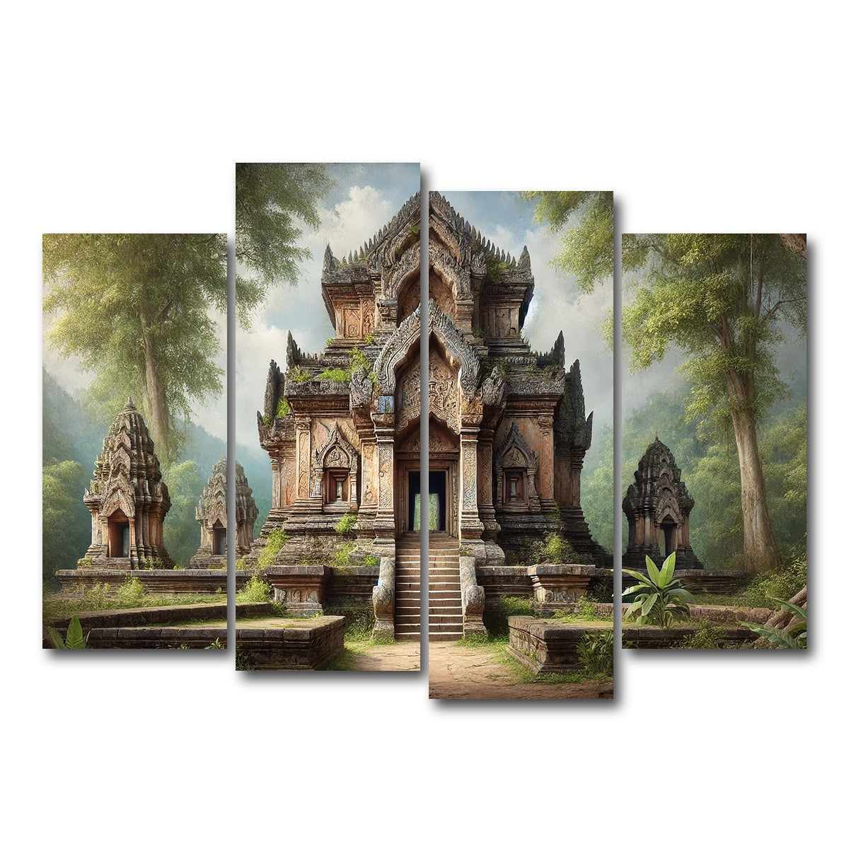 AUTO-MOCKUP WHITE | Ancient Buddhist Temple | 4 Piece | Gallery Wrap Canvas | group=4_normal