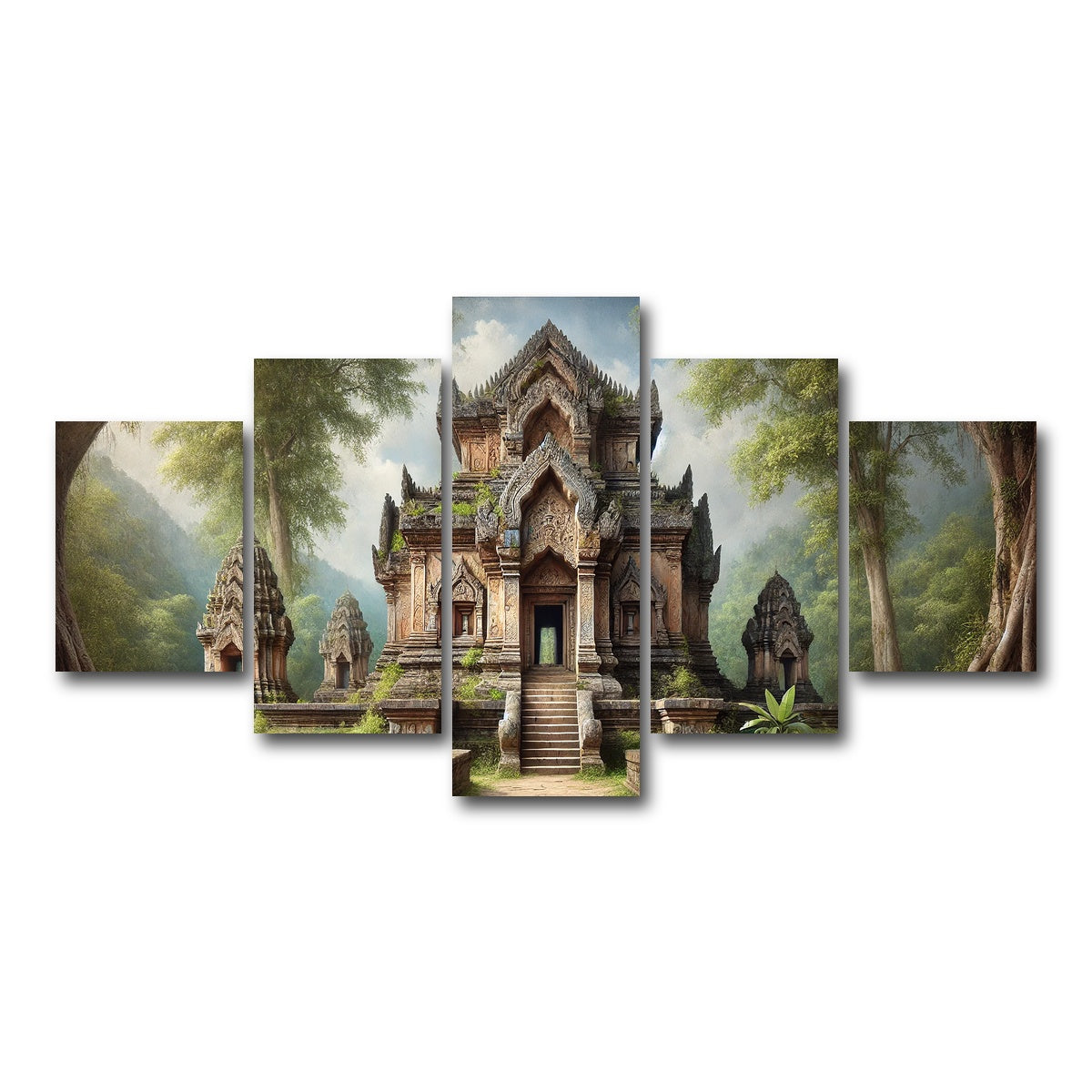 AUTO-MOCKUP WHITE | Ancient Buddhist Temple | 5 Piece | Gallery Wrap Canvas | group=5_short